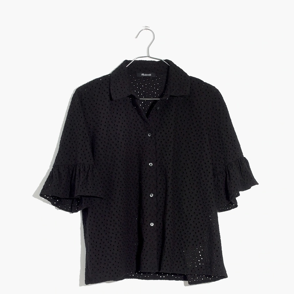 Madewell | Eyelet Bell-Sleeve Button-Up Top Shirt